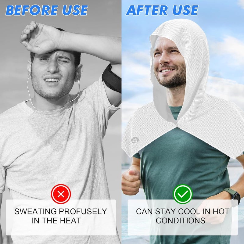 CASITE Cooling Hoodie Towels for Neck and Face, UPF 50 Sun Protection & Instant Cooling, Ice Towels for Hot Weather, Soft Breathable Towel for Sport, Work Out, Gym, Camping & More Activities - Image 4